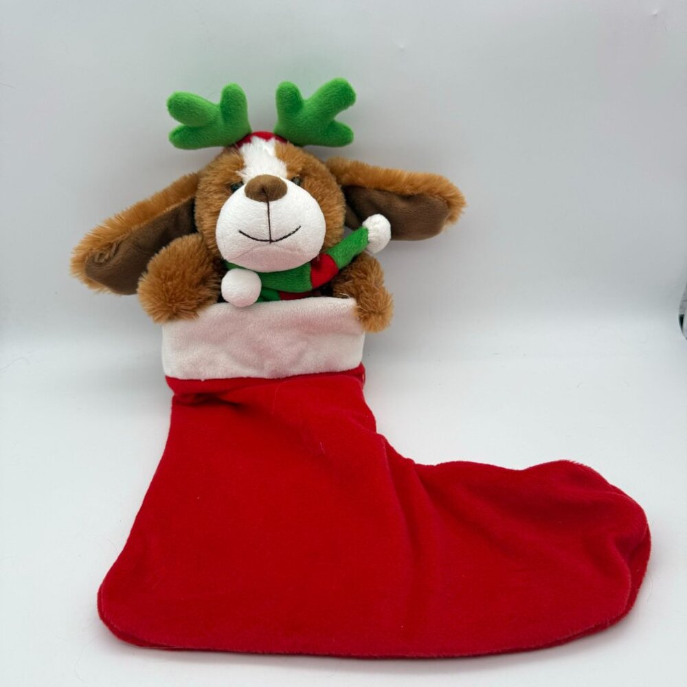 Avon Musical Dog Floppy Eared Christmas Stocking Most Wonderful Time Of The Year